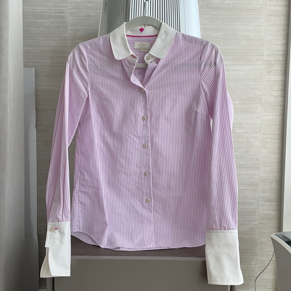 KATE SPADE stripped blouse pink and white